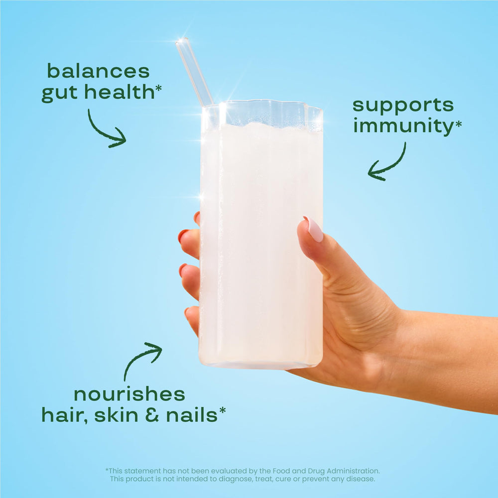 Close-up of grass-fed collagen peptides used in Bloom Nutrition formula