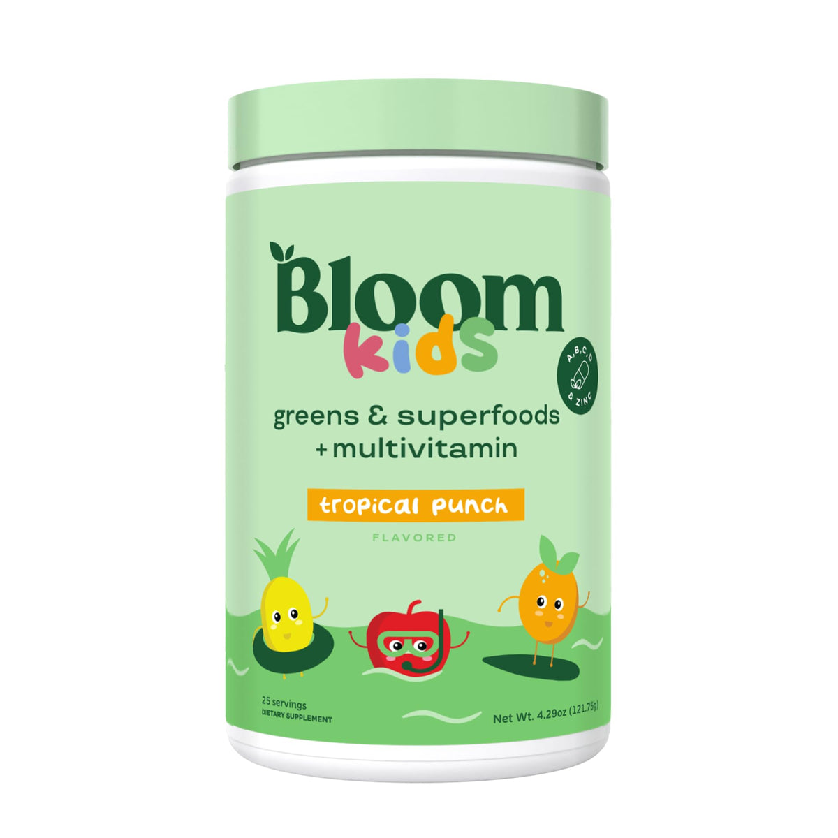 Bloom Nutrition Kids Greens Powder Tropical Punch packaging