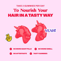 Healthy hair concept with gummies and leaves