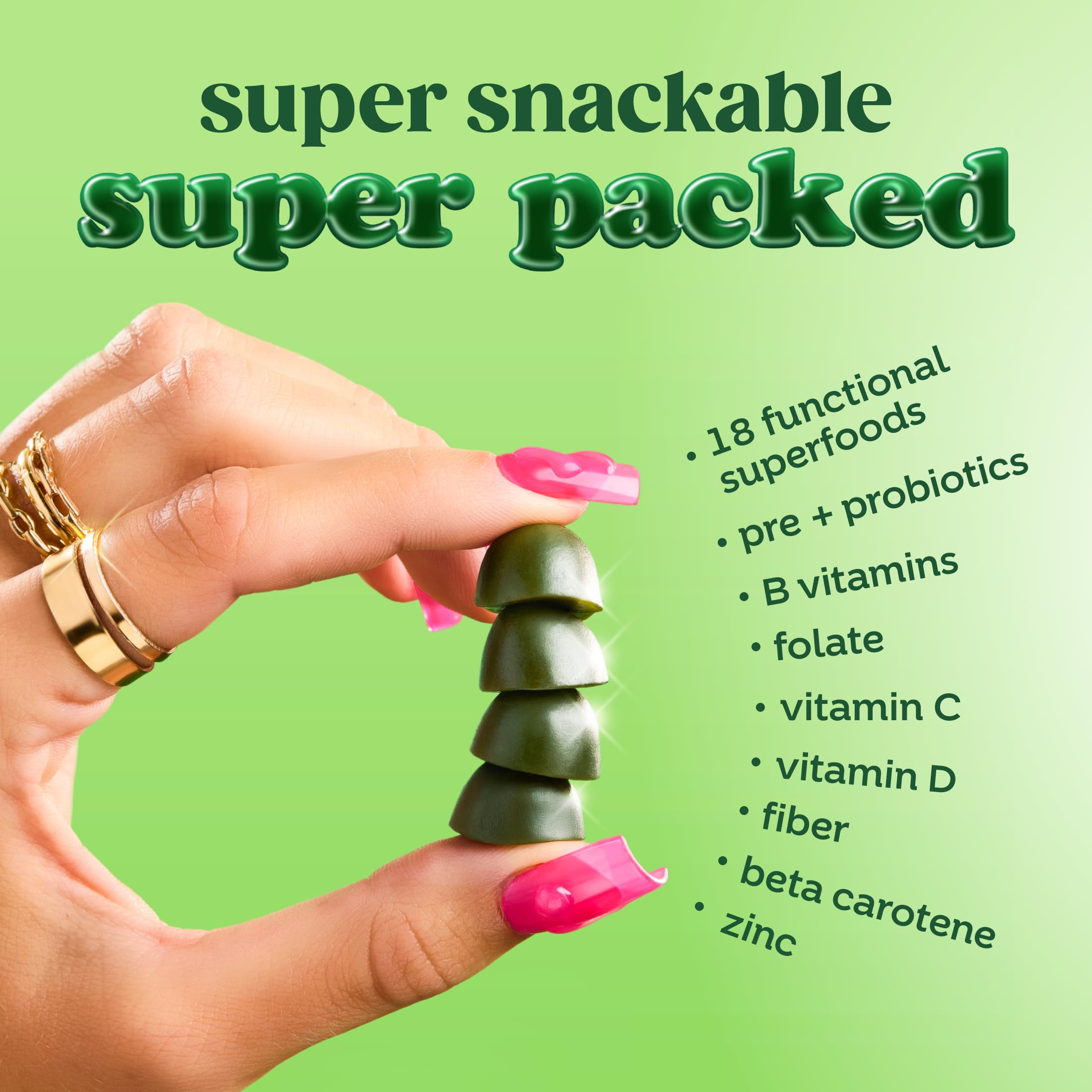 On-the-go packs of Bloom Super Greens Gummies
