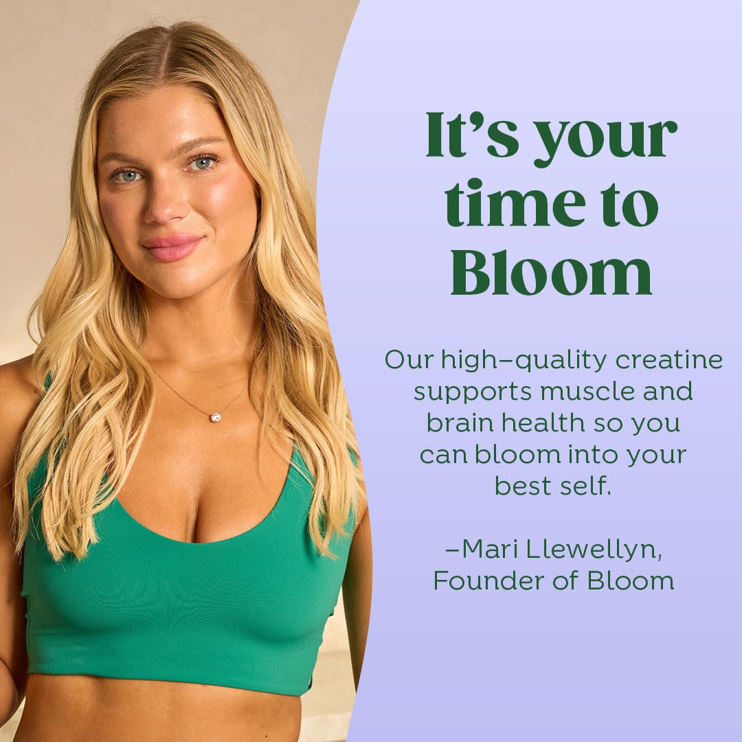 Nutrition facts and ingredients label for Bloom Creatine Monohydrate