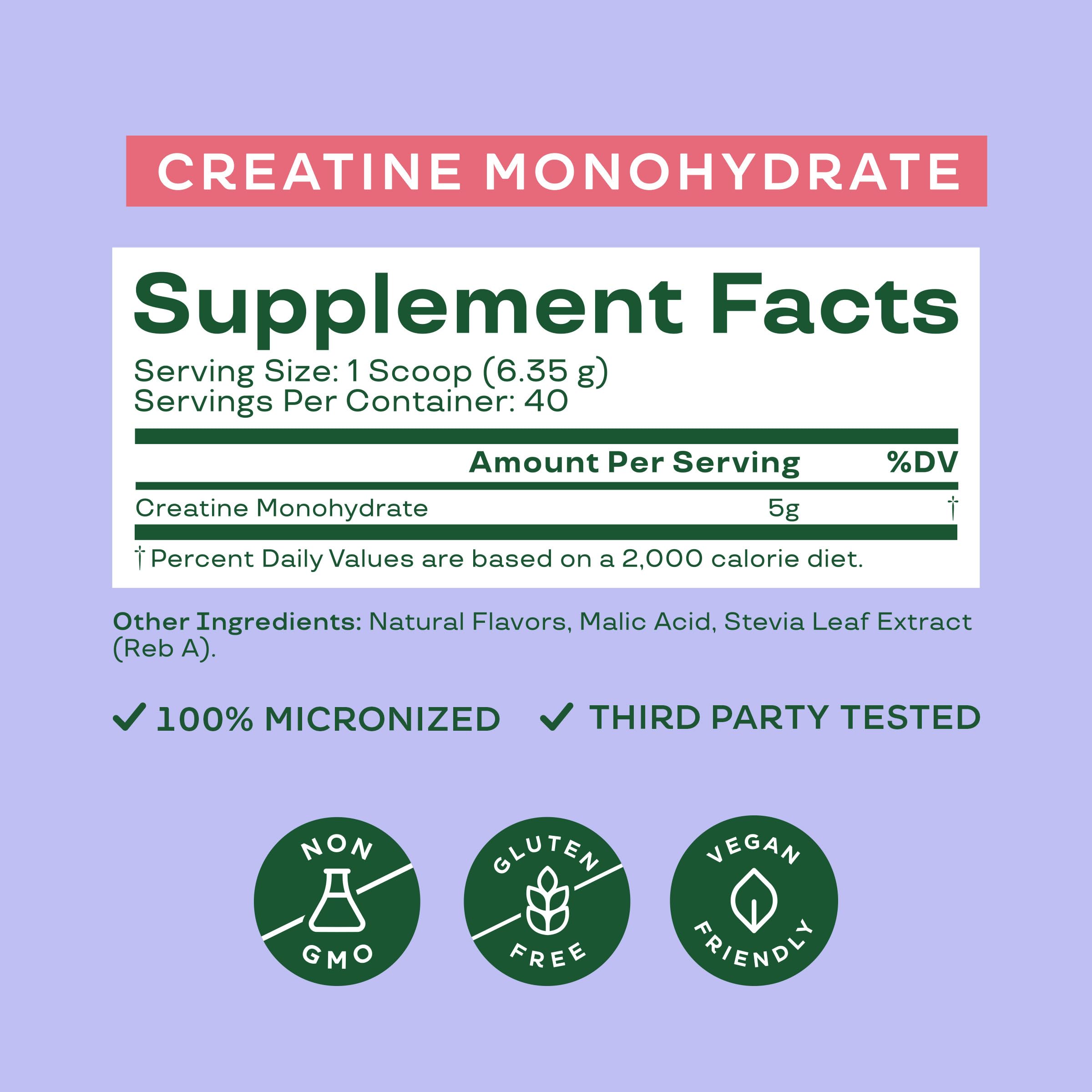 Creatine micronized packaging and label