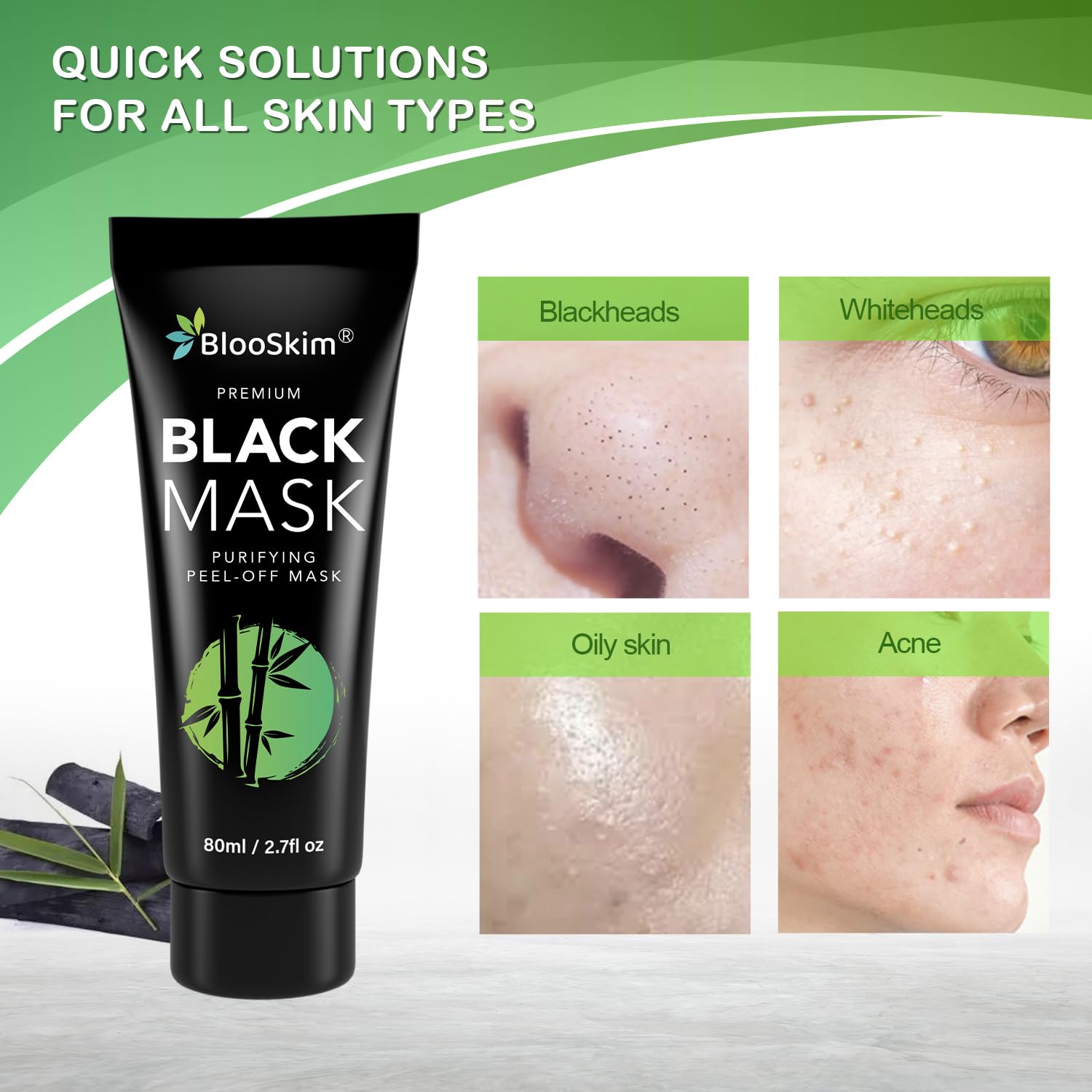 Blooskim matte finish for oily skin during mask treatment.