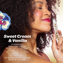 Blossom roll-on applicator pressed on a pulse point for easy blending of fragrance.