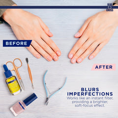 Blue Cross pro-contour brush enables precise cuticle application and smooth coverage.