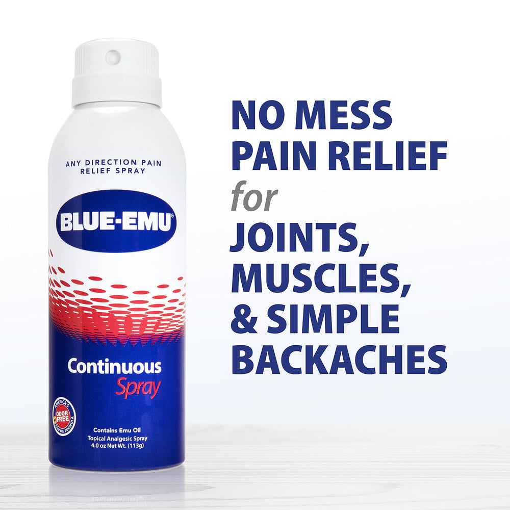Blue-EMU Continuous Pain Relief Spray odor-free formula helps you apply confidently.