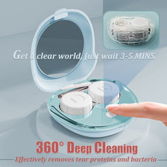 Blue contact lens case with mirror