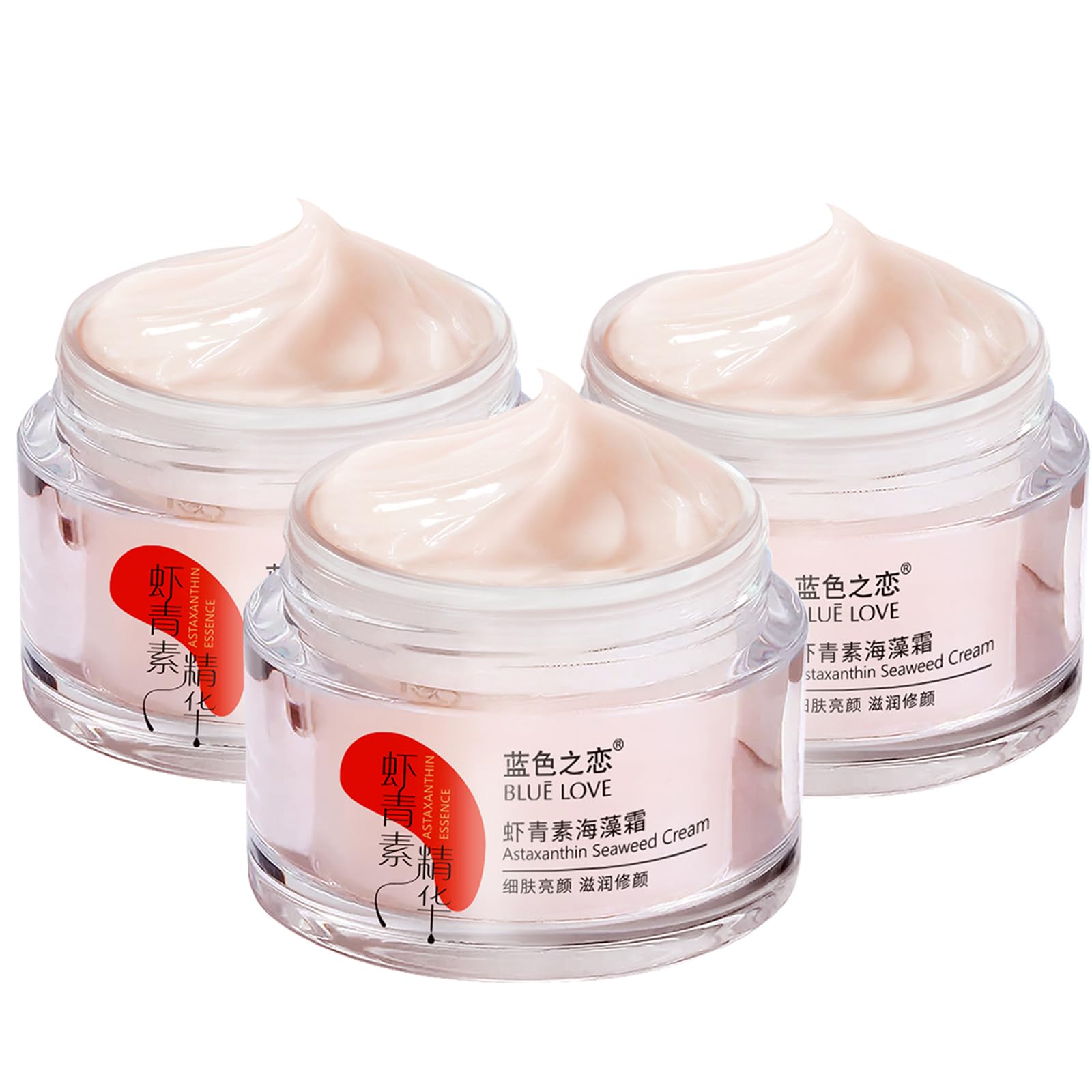 BLUE LOVE astaxanthin seaweed cream jar for hydrated, radiant skin.