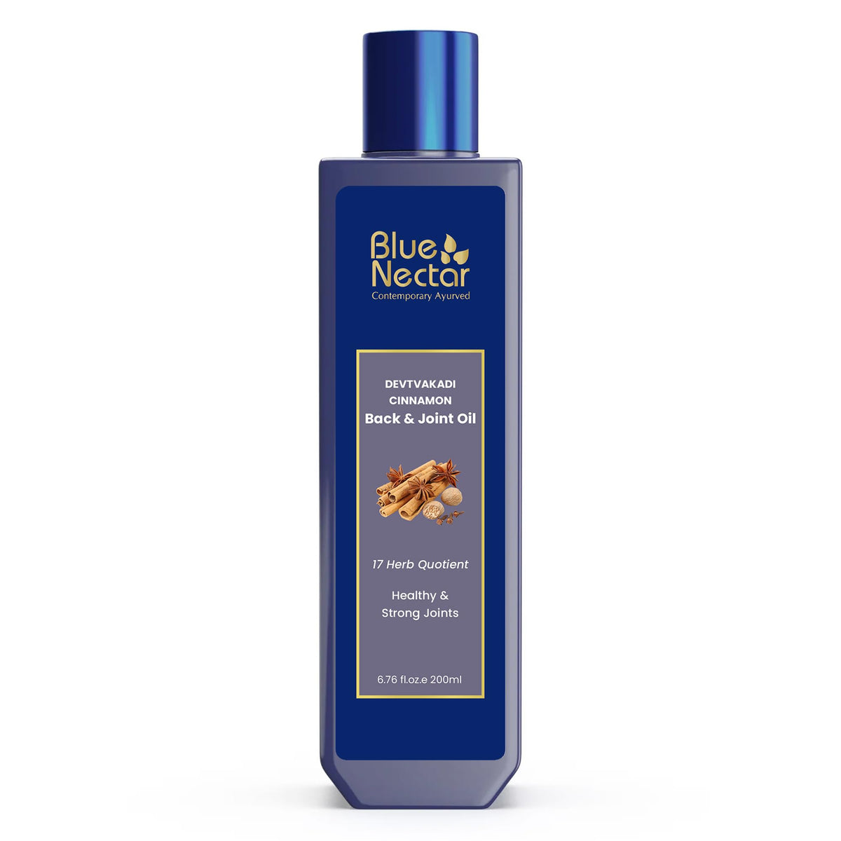 Blue Nectar Ayurvedic Pain Oil bottle with cinnamon and clove