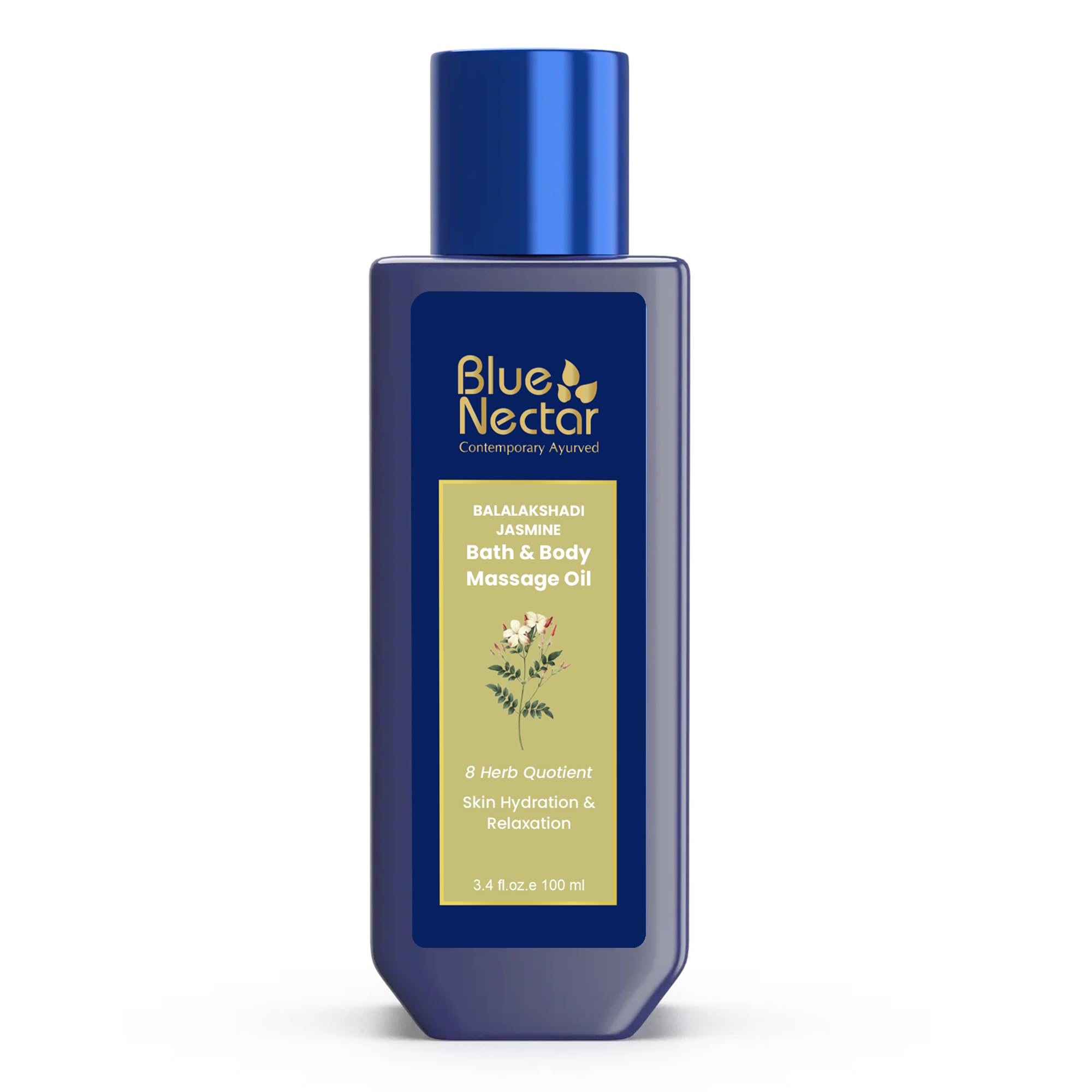 Blue Nectar Sensuous Jasmine Massage Oil bottle with pump (3.4 oz)