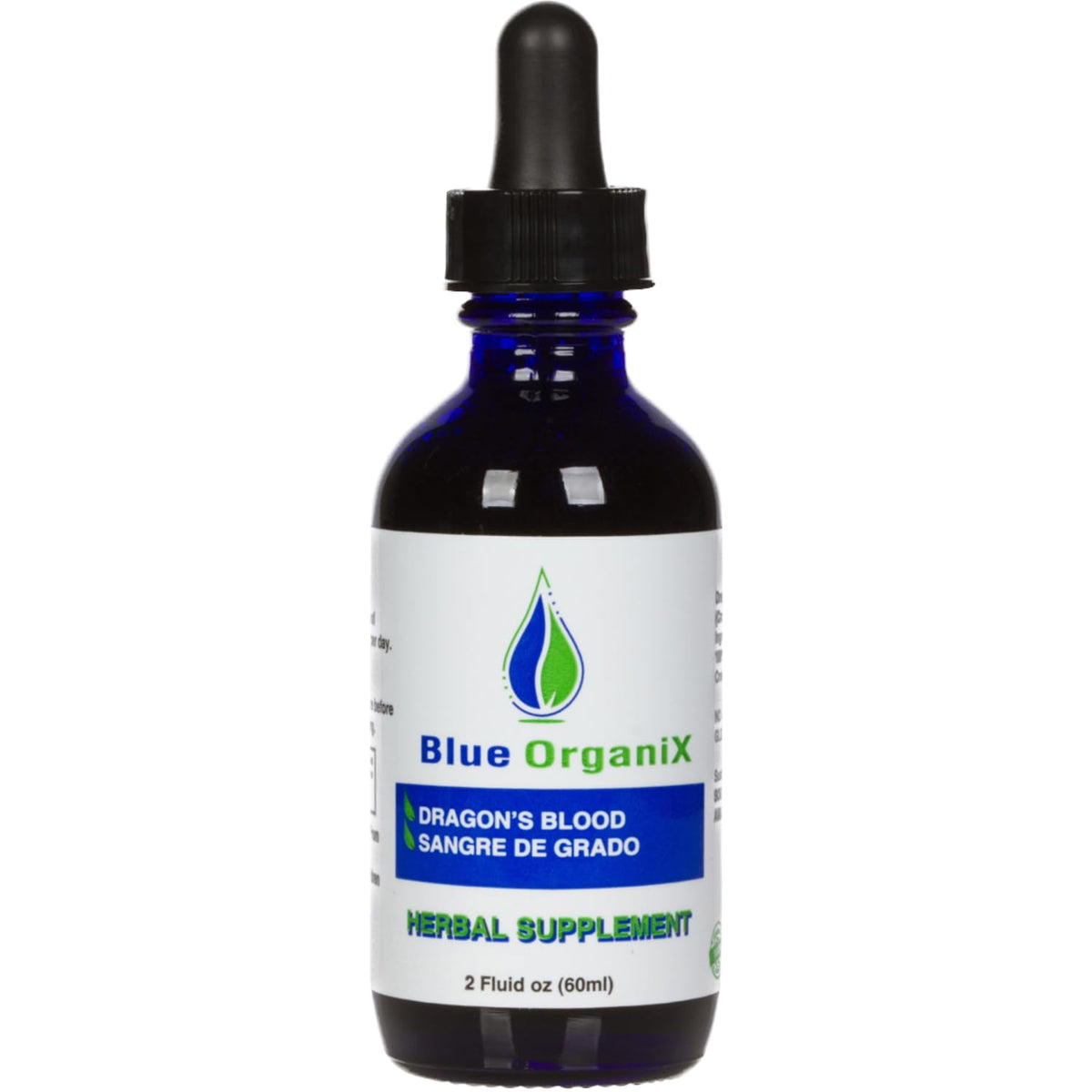 Blue Organix Dragon's Blood 2 oz bottle front view