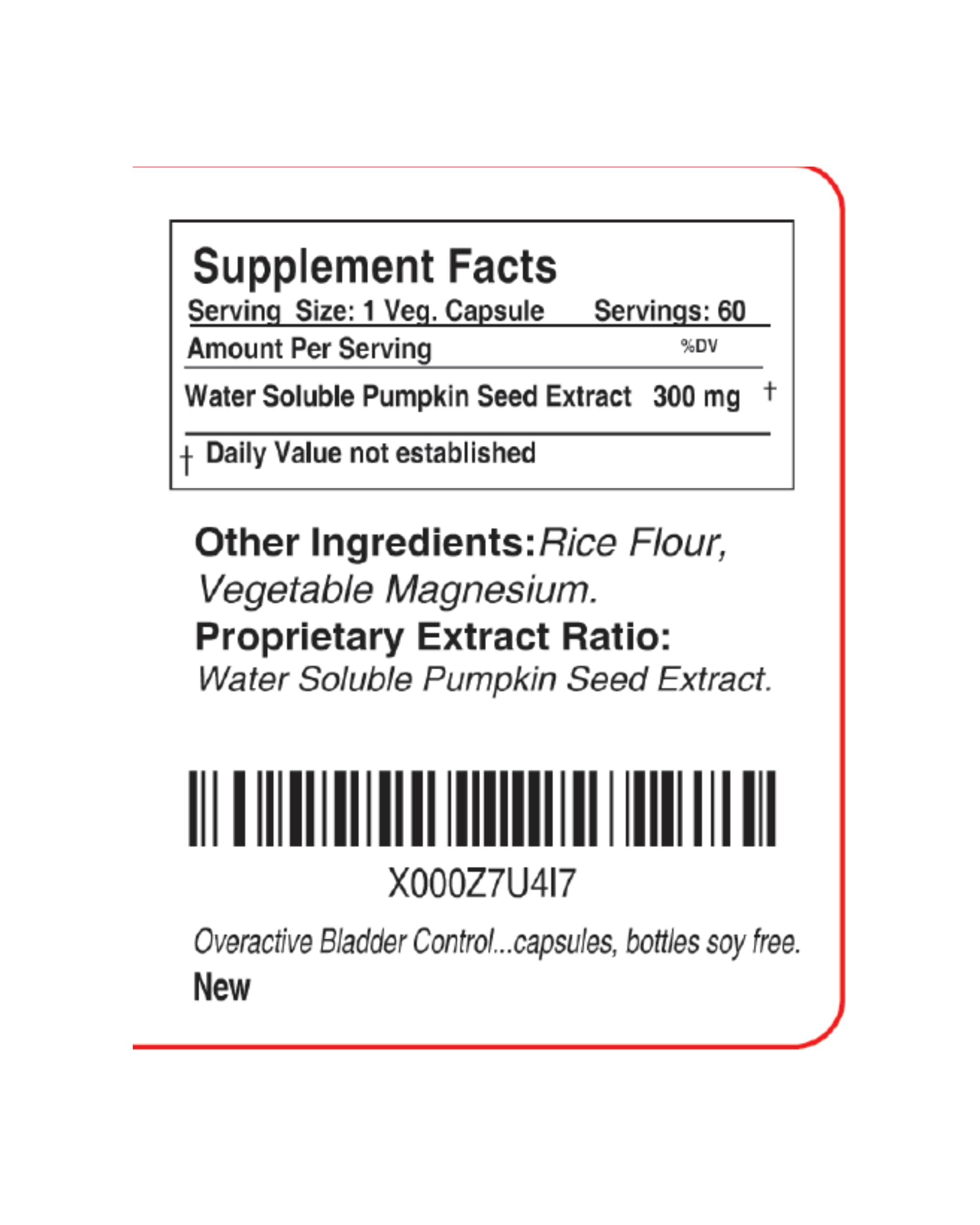 60 vegetarian capsules per bottle for bladder health
