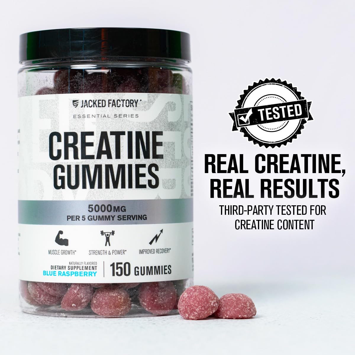 Blue raspberry flavored creatine monohydrate gummies