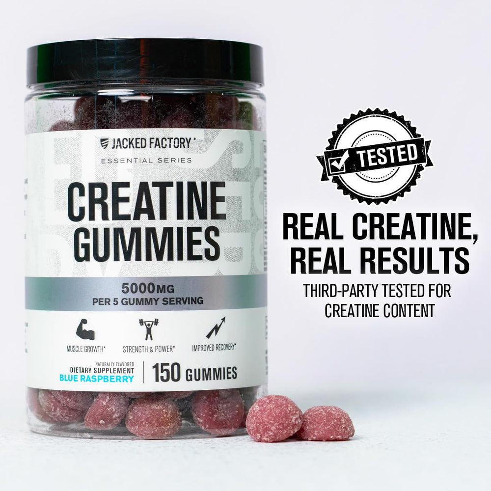 Blue raspberry flavored creatine monohydrate gummies