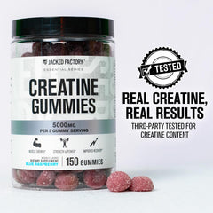 Blue raspberry flavored creatine monohydrate gummies
