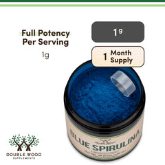 One month supply of Blue Spirulina powder in jar