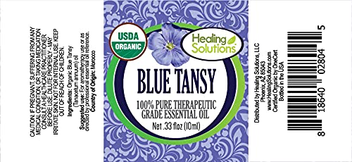 Pure undiluted Blue Tansy oil from Healing Solutions in a 10ml bottle