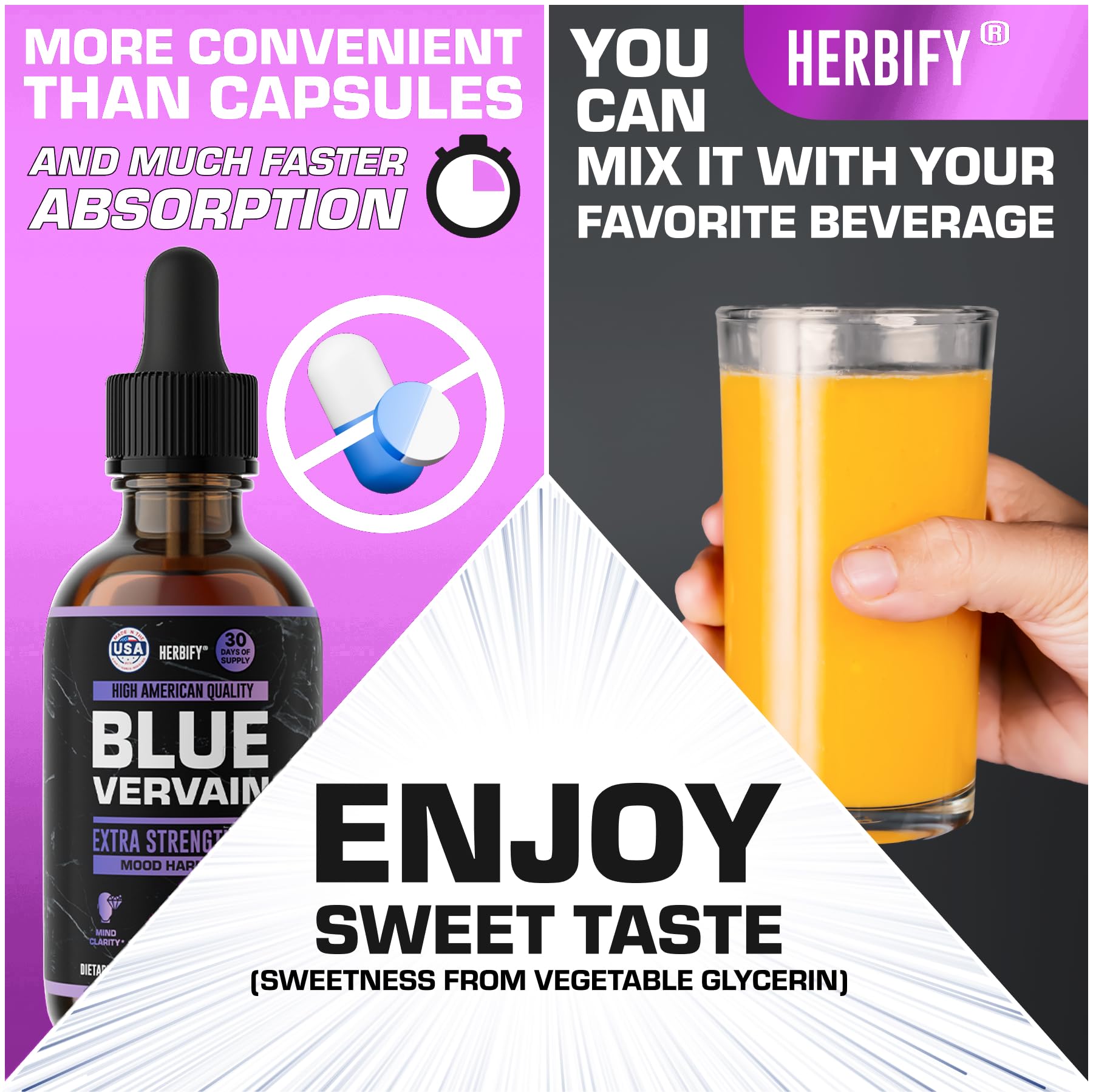 USA-made Blue Vervain Drops packaging