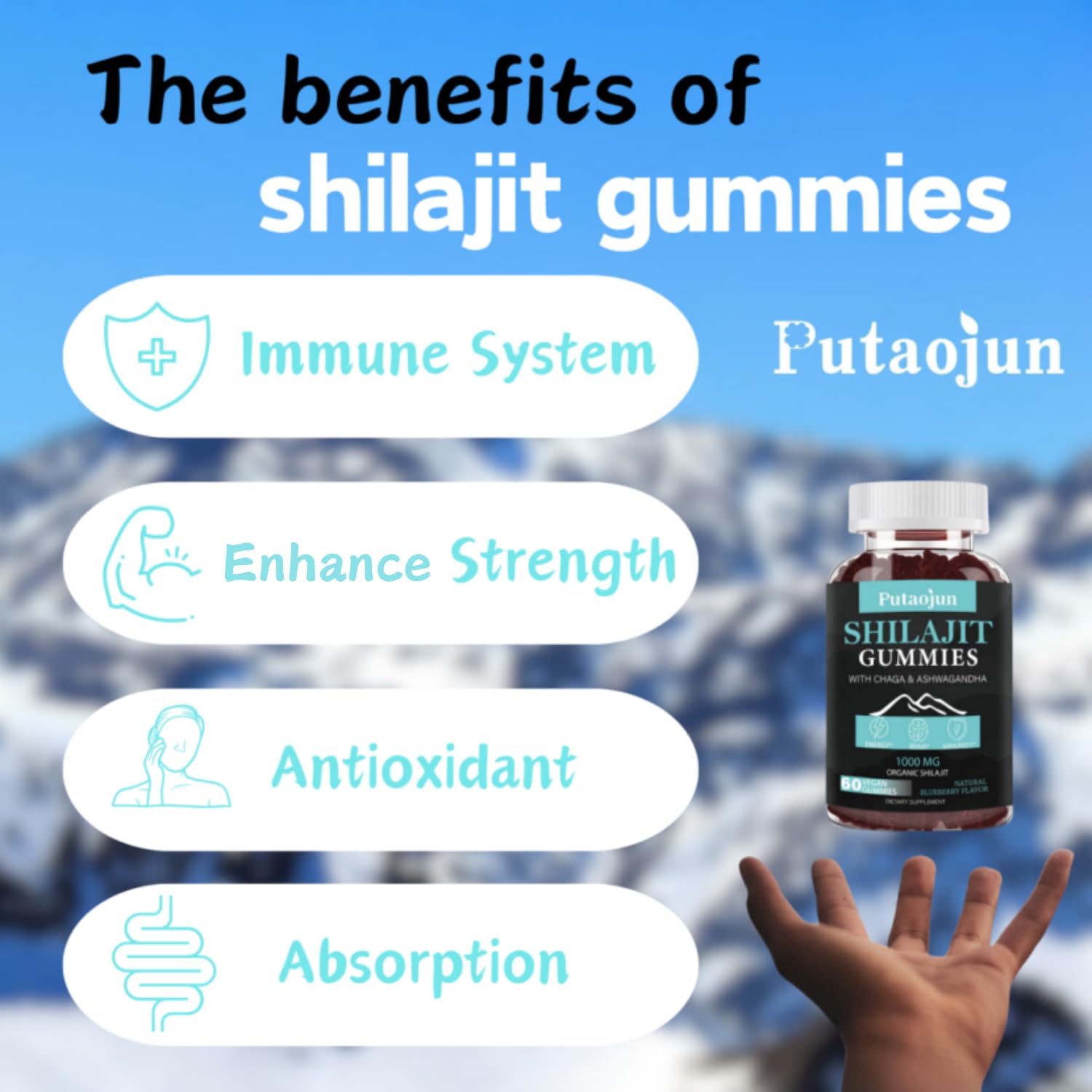 Blueberry-flavored Shilajit gummies