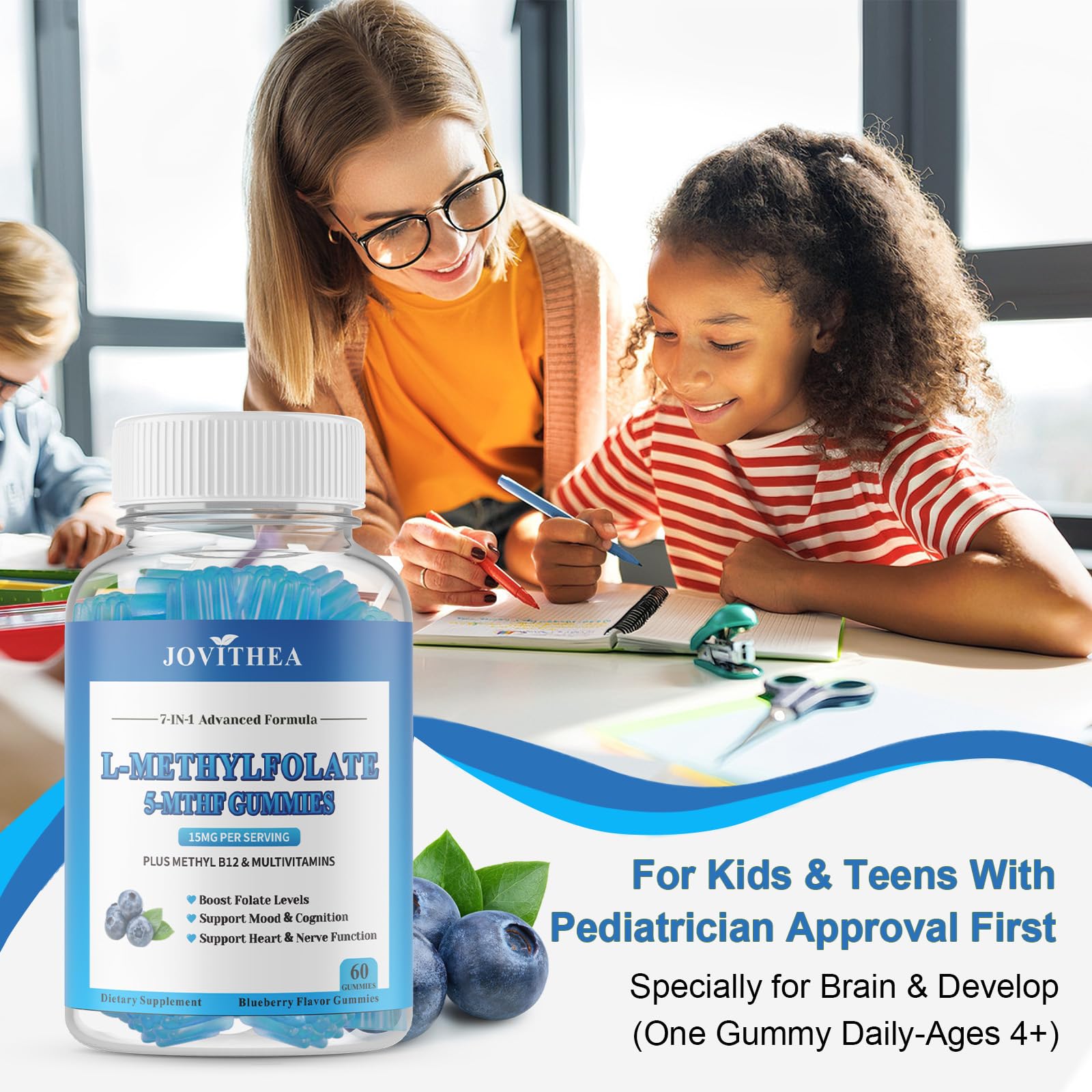 Blueberry-flavored, sugar-free, vegan gummies