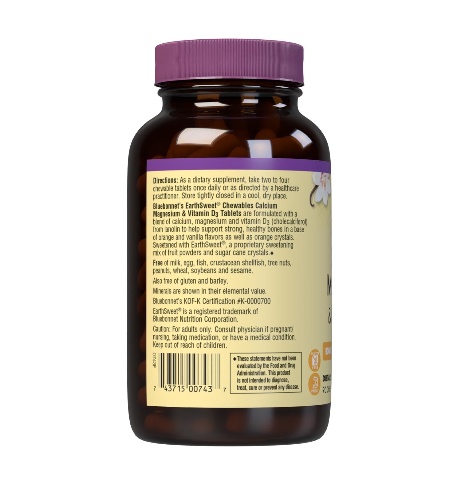 Serving information showing 90 lozenges and 45 servings