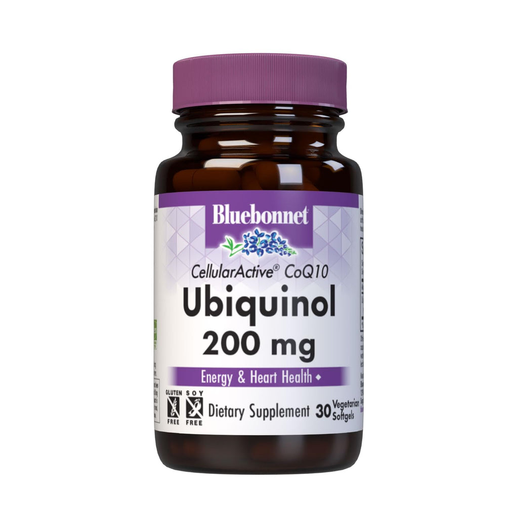 BlueBonnet Active CoQ10 ubiquinol softgels front view highlights energy support