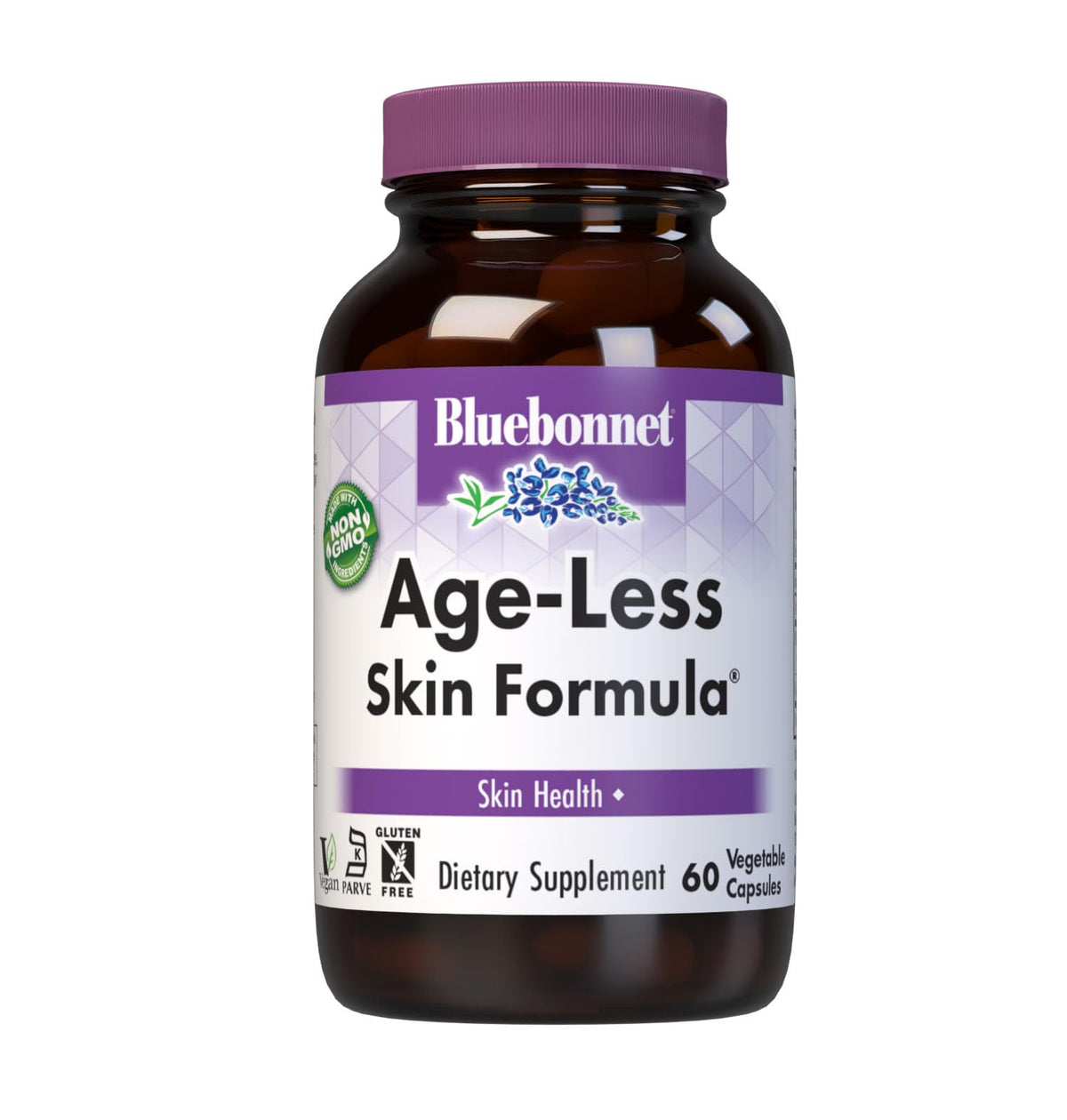 BlueBonnet Age-Less Skin Formula Capsules bottle label - front view