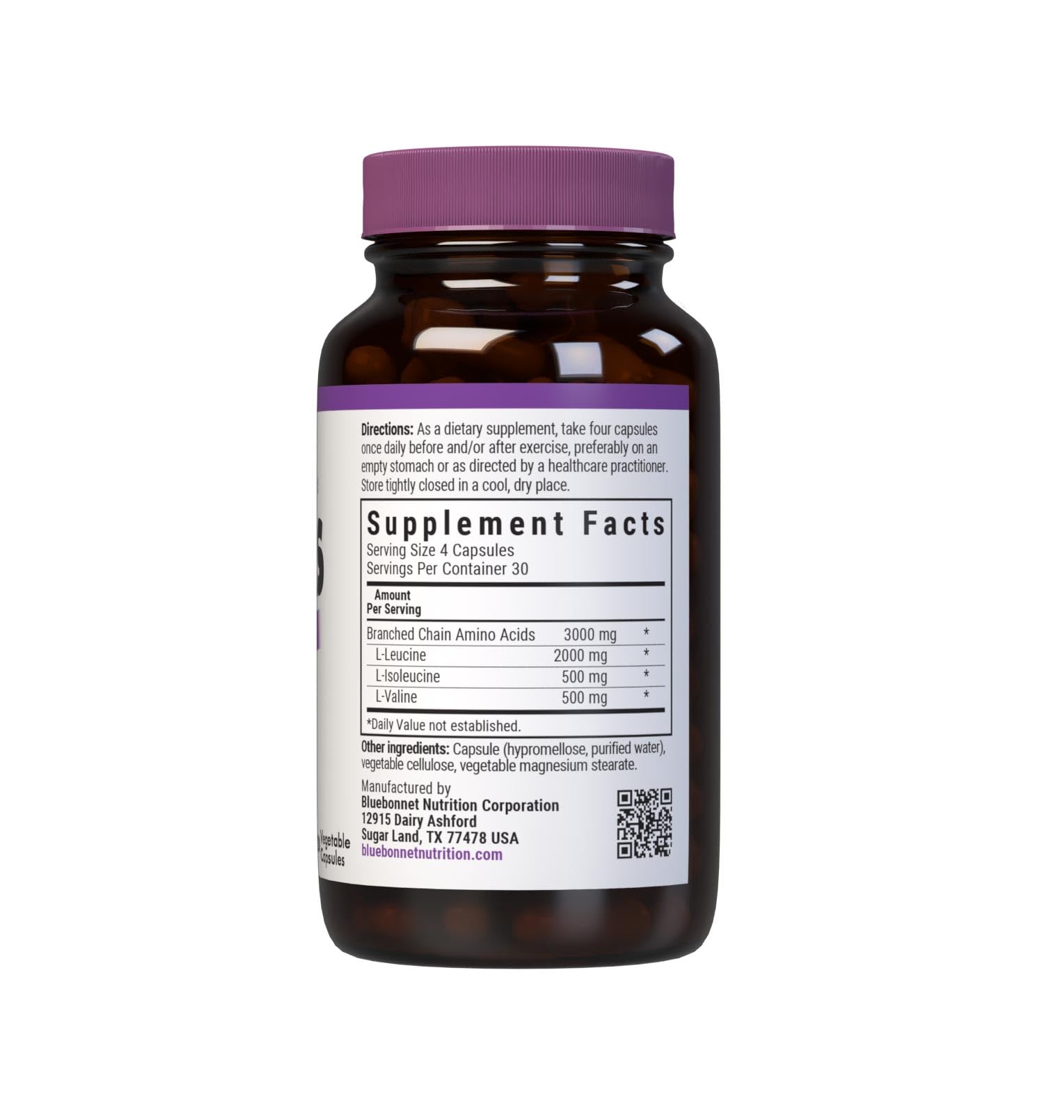 Bluebonnet BCAAs 120 vegetable capsules for 30 servings