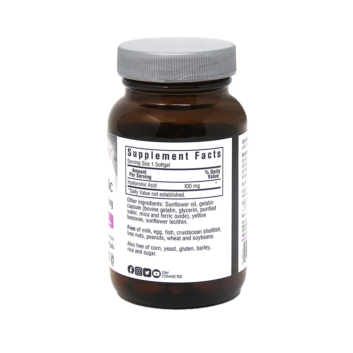 Bluebonnet Beautiful Ally Hyaluronic Acid label close-up