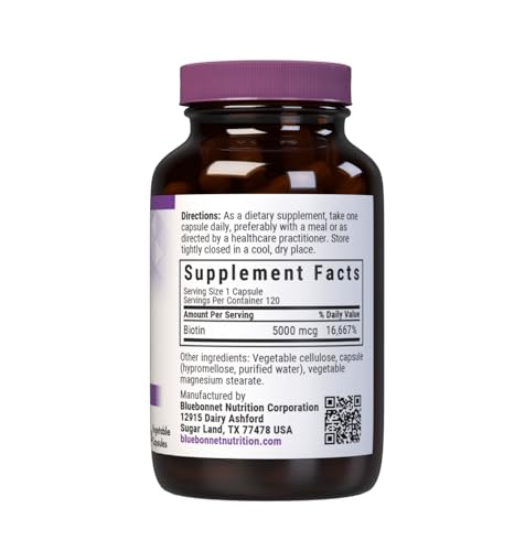 Biotin 5000 mcg label with Non-GMO, Vegan, Kosher certifications