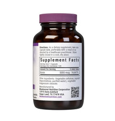 Biotin 5000 mcg label with Non-GMO, Vegan, Kosher certifications