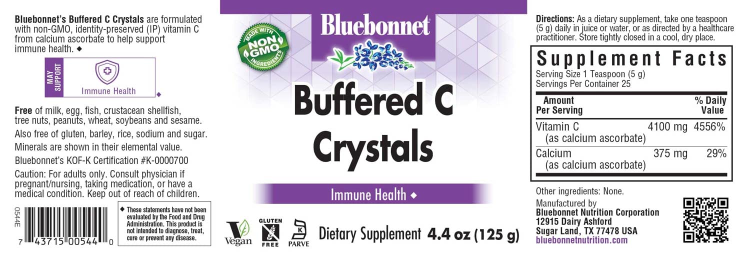 Powder serving: 4.4 oz (125 g) jar of Bluebonnet Buffered C Crystals with 25 servings