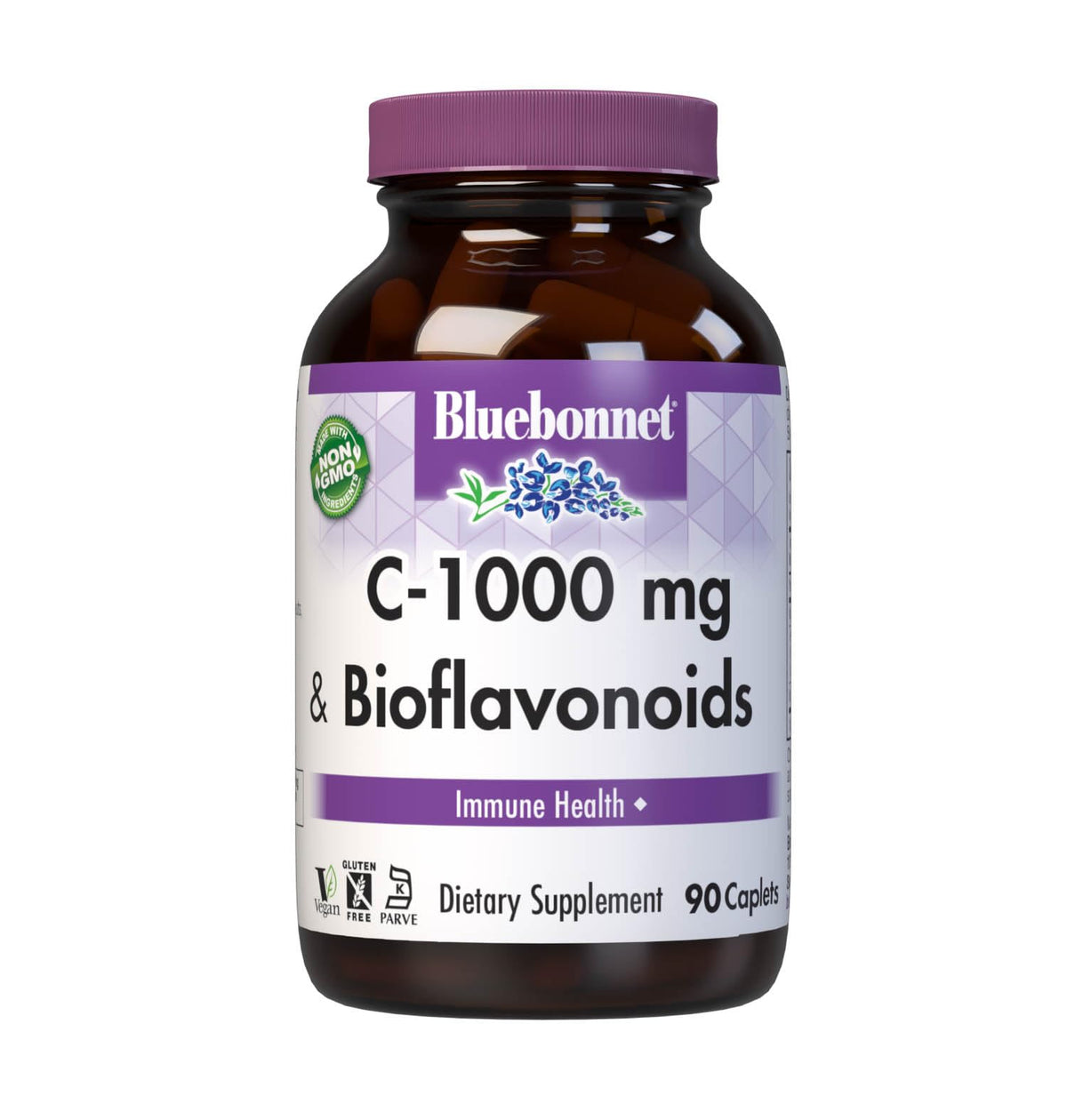 BlueBonnet C-1000 mg Vitamin C caplets bottle label with citrus bioflavonoids