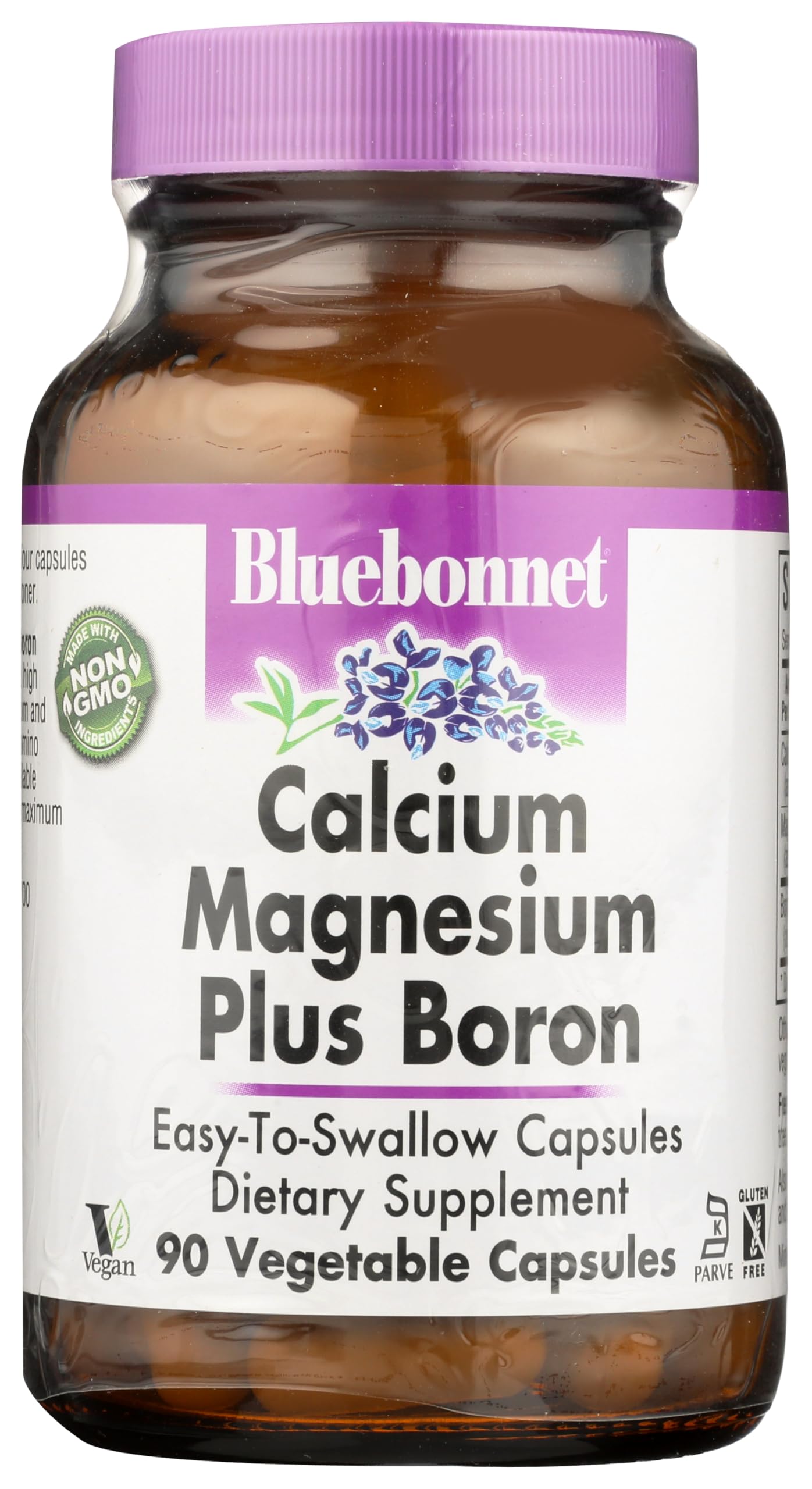 BlueBonnet Calcium Magnesium Plus Boron Vegetarian Capsules bottle with off-white label
