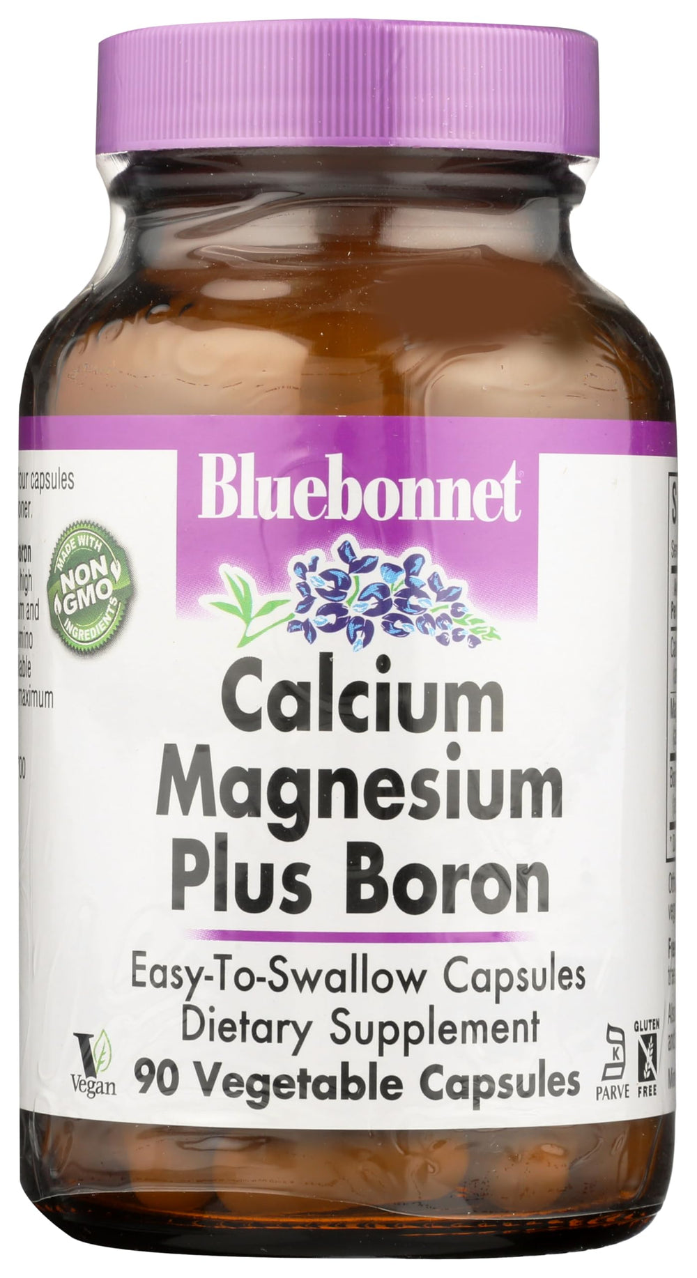 BlueBonnet Calcium Magnesium Plus Boron Vegetarian Capsules bottle with off-white label