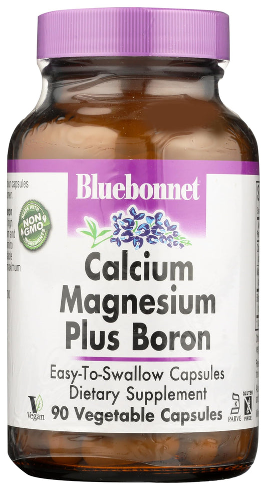 BlueBonnet Calcium Magnesium Plus Boron Vegetarian Capsules bottle with off-white label