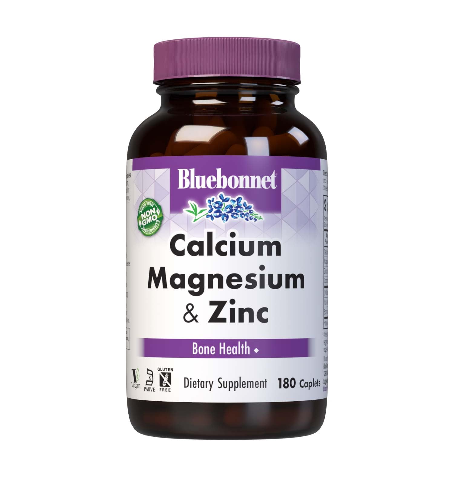Bluebonnet Calcium Magnesium Zinc Caplets bottle label