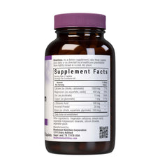 Bottle of Bluebonnet Calcium Magnesium Zinc Caplets showing ingredients
