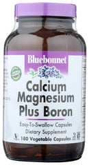 Front view of BlueBonnet Calcium Magnesium Plus Boron capsules bottle