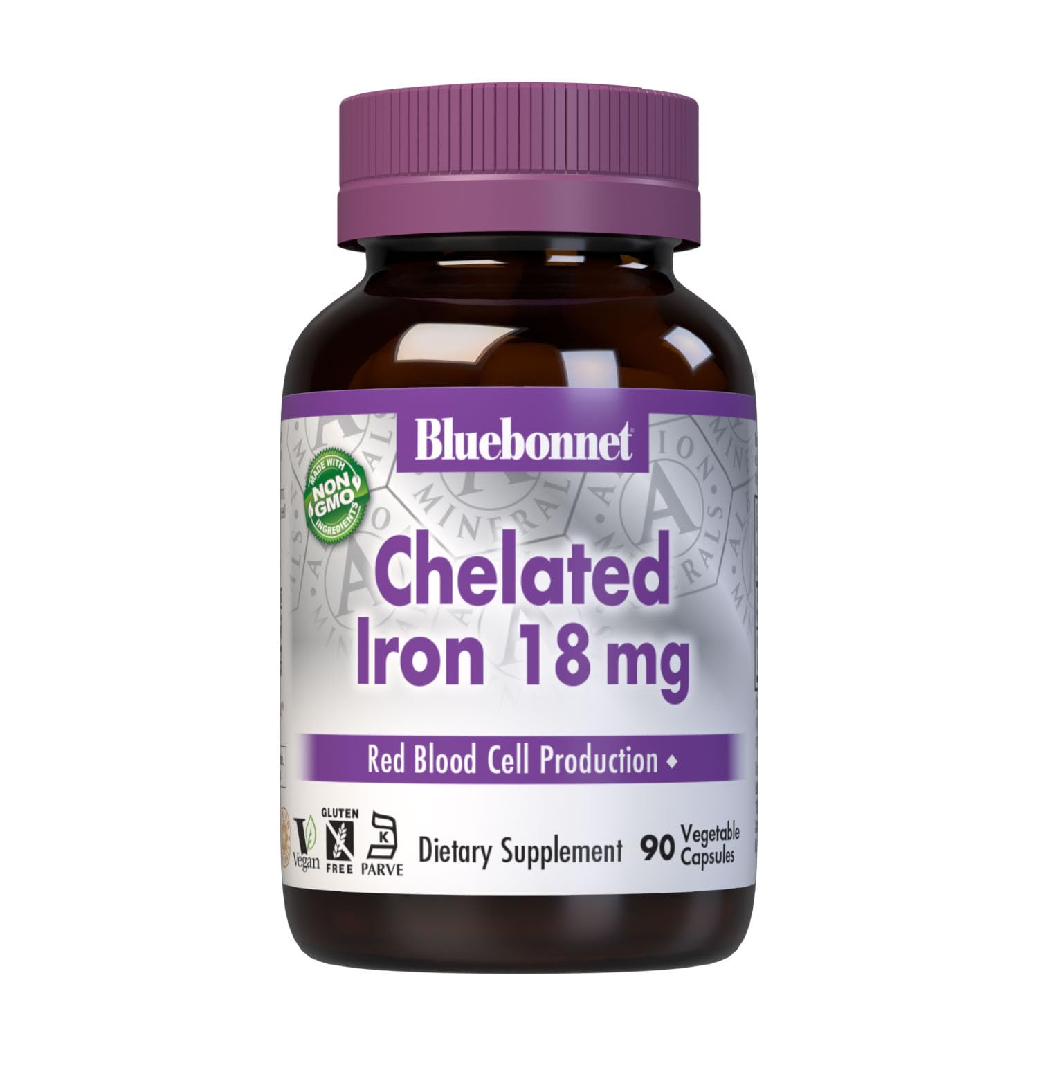 Bluebonnet Chelated Iron 18 mg bottle label