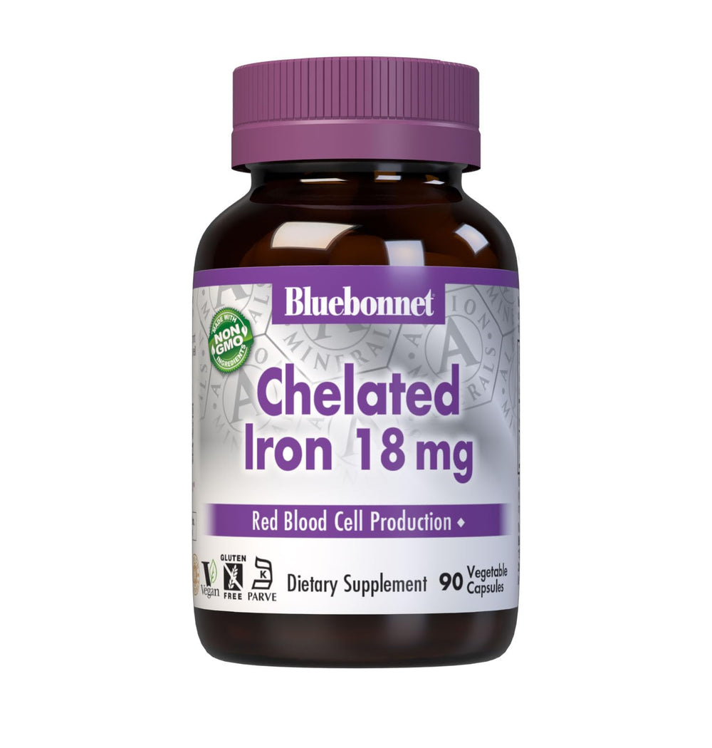 Bluebonnet Chelated Iron 18 mg bottle label