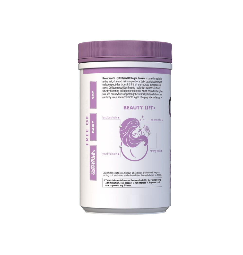 Nutrition facts panel for BlueBonnet Hydrolyzed Collagen Powder