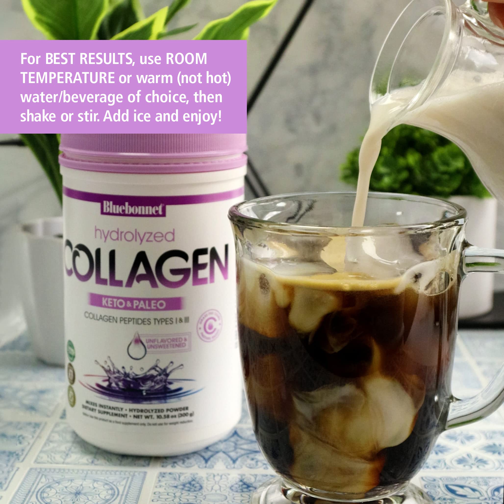 Collagen powder being mixed in a shaker bottle