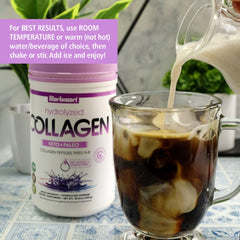 Collagen powder being mixed in a shaker bottle