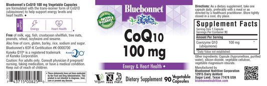 BlueBonnet CoQ-10 100 mg ingredients label and packaging