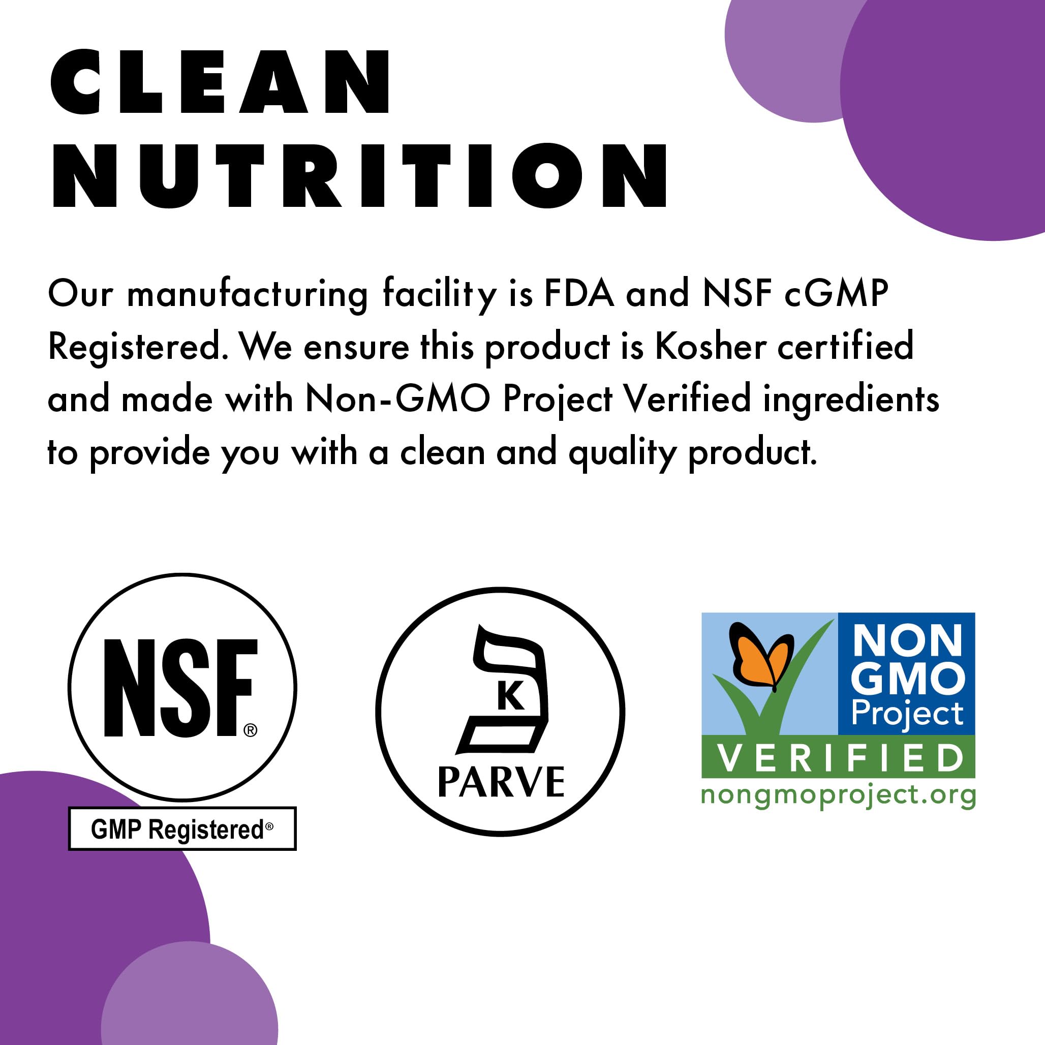 Non-GMO, vegan, kosher, gluten-free icons on packaging