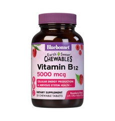 Bluebonnet EarthSweet Vitamin B12 5000 mcg Raspberry Chewable Tablets bottle front