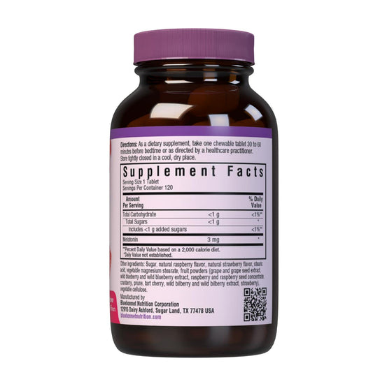 Close-up of raspberry-flavored melatonin chewable tablet