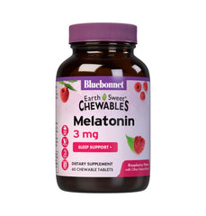 Bluebonnet EarthSweet Melatonin 3 mg chewables Raspberry flavor bottle front
