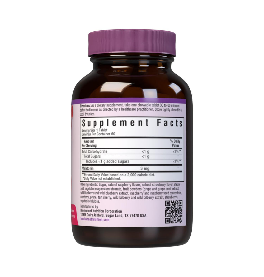EarthSweet melatonin chewables Raspberry flavor label close-up